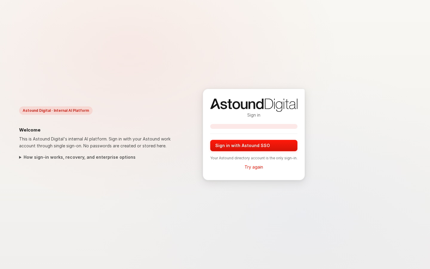 The login page offering the passkey sign-in and no other way in